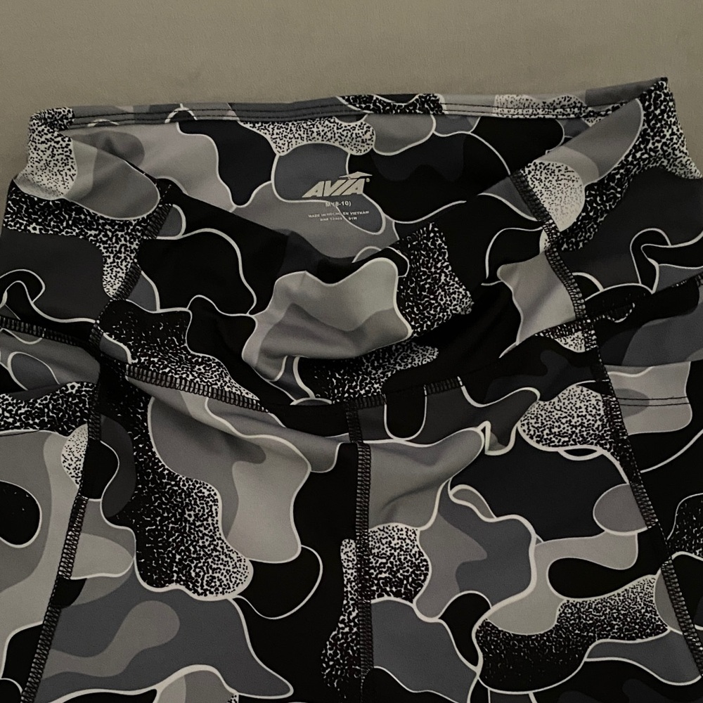 Avia Black and Gray Camouflage Leggings and turquoise leggings -both are capris